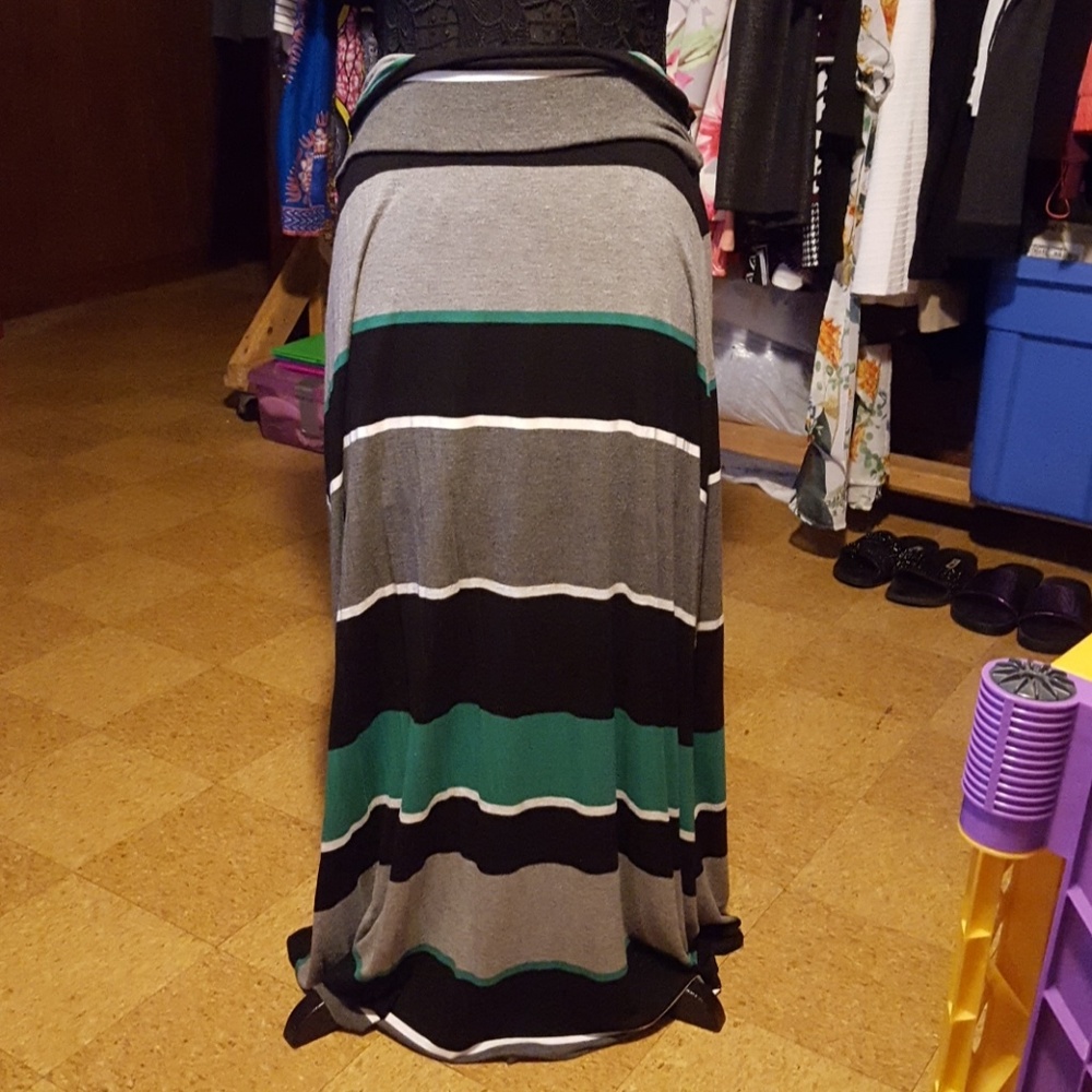 Black, Grey, White, and Green maxi skirt
